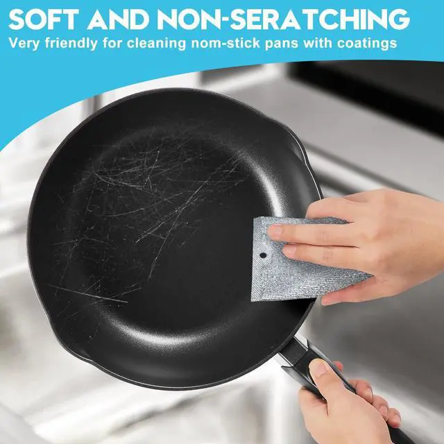 Alt view image 4 of 7 - Steel Wool Scrubber, Wire Dishwashing Rags, 10 Pcs Multipurpose Wire Dishcloth, Wet & Dry for Cookware, Sinks, Dishes, Stoves & Fireplaces 5.9 x 3.9 | Includes 10 Three-Layer Non-Scratch Wire