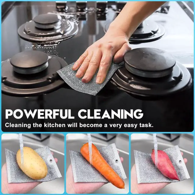 Alt view image 5 of 7 - Steel Wool Scrubber, Wire Dishwashing Rags, 10 Pcs Multipurpose Wire Dishcloth, Wet & Dry for Cookware, Sinks, Dishes, Stoves & Fireplaces 5.9 x 3.9 | Includes 10 Three-Layer Non-Scratch Wire