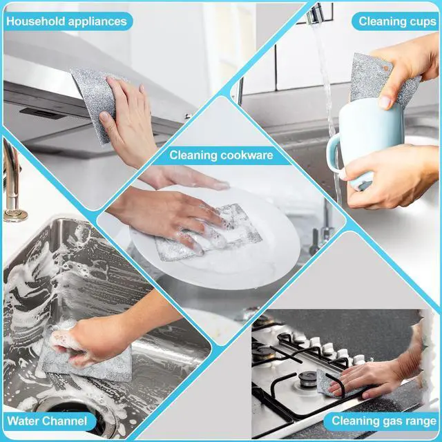 Alt view image 6 of 7 - Steel Wool Scrubber, Wire Dishwashing Rags, 10 Pcs Multipurpose Wire Dishcloth, Wet & Dry for Cookware, Sinks, Dishes, Stoves & Fireplaces 5.9 x 3.9 | Includes 10 Three-Layer Non-Scratch Wire