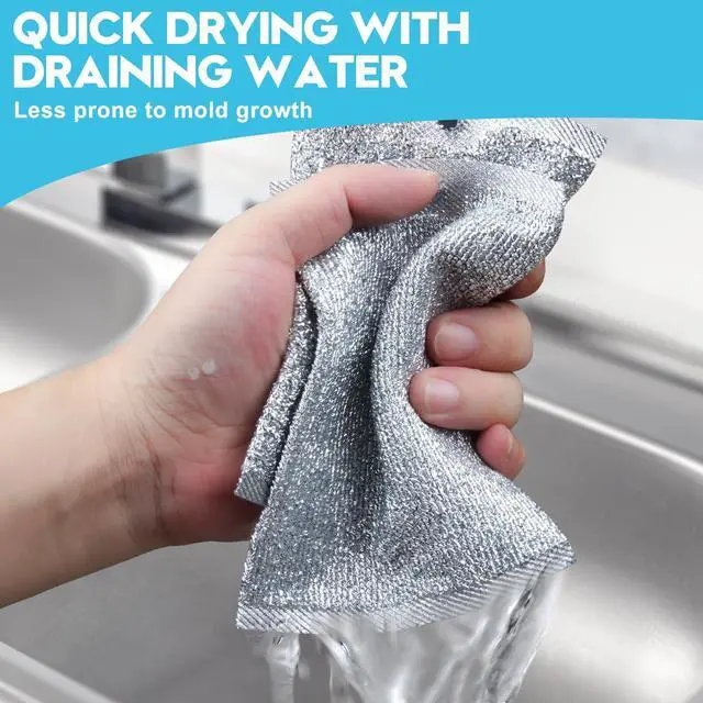 Alt view image 7 of 7 - Steel Wool Scrubber, Wire Dishwashing Rags, 10 Pcs Multipurpose Wire Dishcloth, Wet & Dry for Cookware, Sinks, Dishes, Stoves & Fireplaces 5.9 x 3.9 | Includes 10 Three-Layer Non-Scratch Wire
