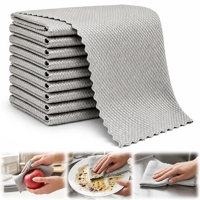 Main image of 10Pcs Cloths, Wire Mesh Cleaning Cloth,Multipurpose Silver Mesh Dishcloth,Reusable Non Scratch Wire Dishcloth for Kitchen Dishes, Sinkss