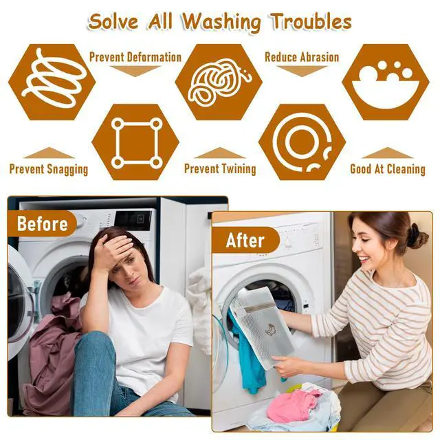 Alt view image 4 of 7 - 3 PCS Delicate Laundry Bag, Mesh Bags With Zipper for Socks, Underwear, Baby Clothes, Swimsuit - Small Durable Embroidery Bag, Travel Clothing Storage