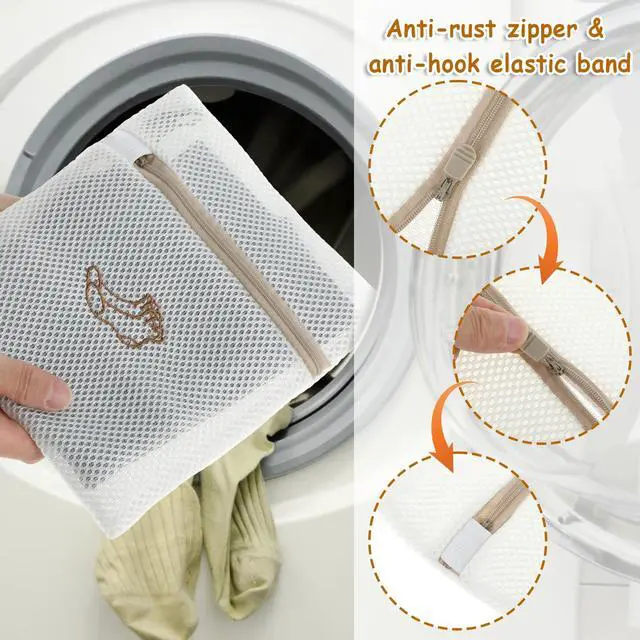 Alt view image 5 of 7 - 3 PCS Delicate Laundry Bag, Mesh Bags With Zipper for Socks, Underwear, Baby Clothes, Swimsuit - Small Durable Embroidery Bag, Travel Clothing Storage