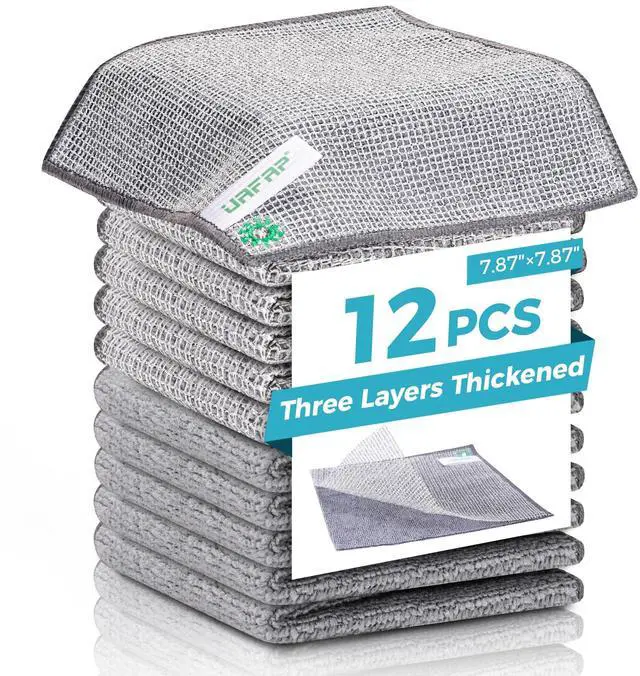 Main image of 12Pcs New Upgrade 2-Layer Non Scratch Wire Dishcloth,Wire Dishwashing Rag,Reusable Quick-Dry Odor-Free Scrub Cloths for Dishes, Kitchen Cleaning Dish Rags for Cookware,Sinks, Dishes,Stove