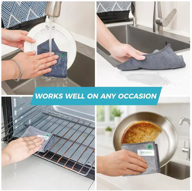 Alt view image 4 of 7 - 12Pcs New Upgrade 2-Layer Non Scratch Wire Dishcloth,Wire Dishwashing Rag,Reusable Quick-Dry Odor-Free Scrub Cloths for Dishes, Kitchen Cleaning Dish Rags for Cookware,Sinks, Dishes,Stove