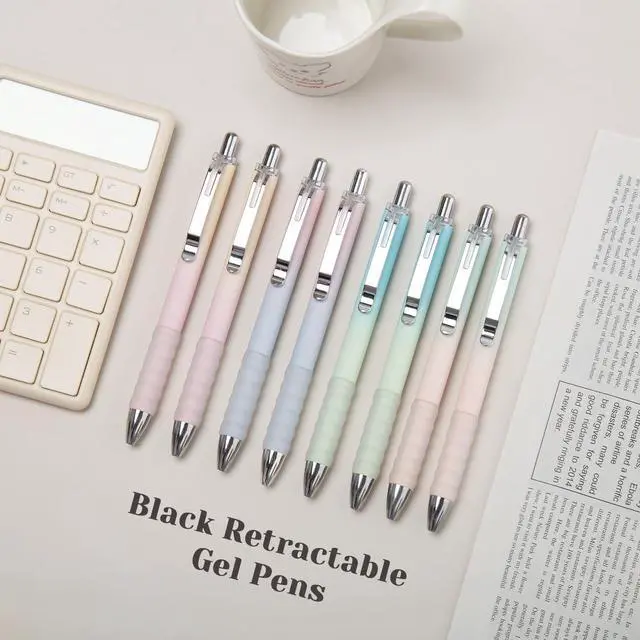 Alt view image 2 of 7 - Gel Pens Fine Point 0.7mm Black Ink Gel Pen Retractable Cute Pens for Smooth Writing School Office Supplies, Pack of 12