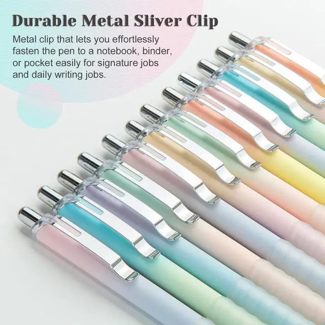 Alt view image 3 of 7 - Gel Pens Fine Point 0.7mm Black Ink Gel Pen Retractable Cute Pens for Smooth Writing School Office Supplies, Pack of 12