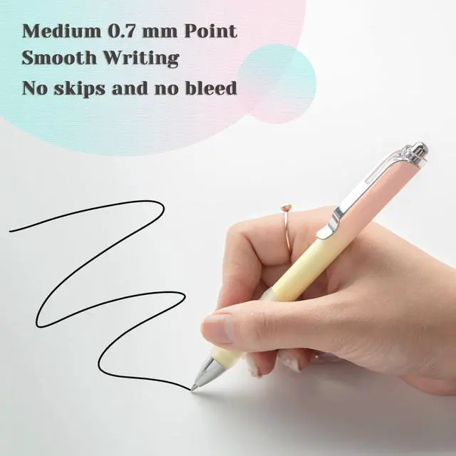 Alt view image 4 of 7 - Gel Pens Fine Point 0.7mm Black Ink Gel Pen Retractable Cute Pens for Smooth Writing School Office Supplies, Pack of 12