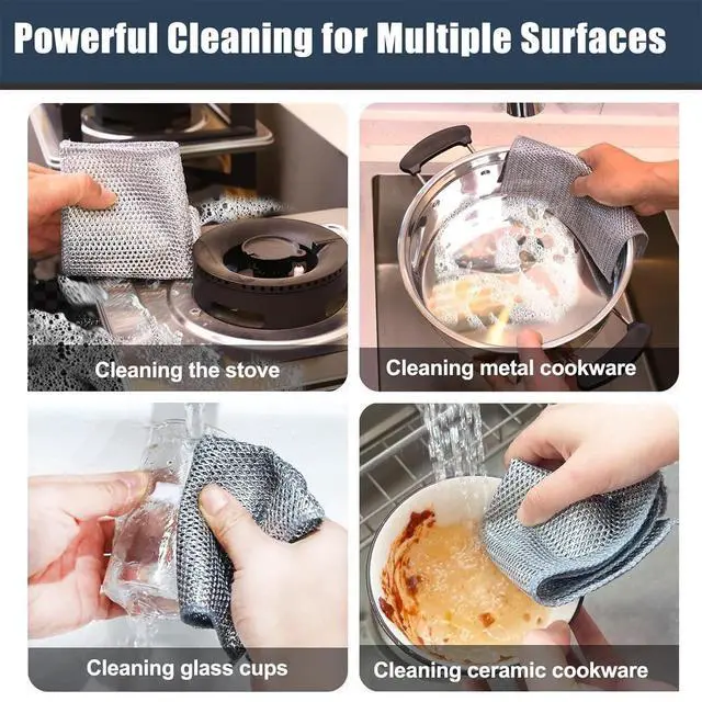 Alt view image 7 of 7 - 20 Pcs New Upgrade Steel Wire Dishcloth : Double-Layer Steel Wire Cleaning Cloth,Powerful Cleaning Non-Scratch Wire Dishcloth Rag for Cookware, Sinks, Dishes, Stove Tops (7.87 '' x 7.87 '')