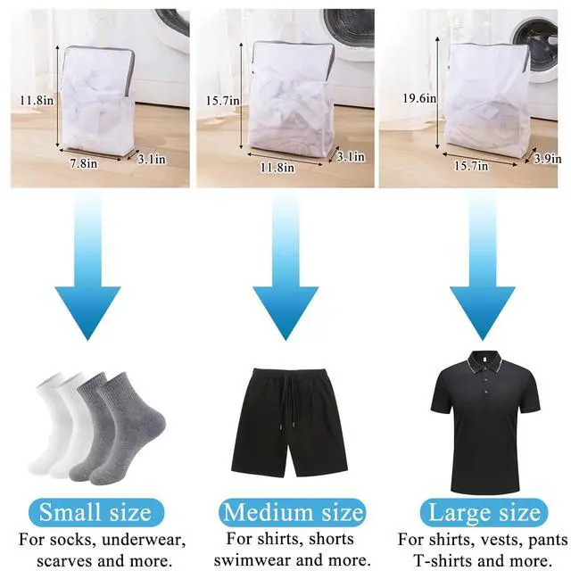 Alt view image 4 of 6 - Mesh Laundry Bags for Delicates Reusable Durable Laundry Mesh Wash Bags Large Laundry Travel Bags for College Dorms Apartments Travel Storage Organizer Bag (3Pcs)
