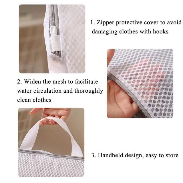 Alt view image 3 of 6 - Mesh Laundry Bags for Delicates Reusable Durable Laundry Mesh Wash Bags Large Laundry Travel Bags for College Dorms Apartments Travel Storage Organizer Bag (3Pcs)