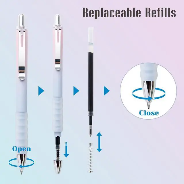 Alt view image 7 of 7 - Gel Pens Fine Point 0.7mm Black Ink Gel Pen Retractable Cute Pens for Smooth Writing School Office Supplies, Pack of 12