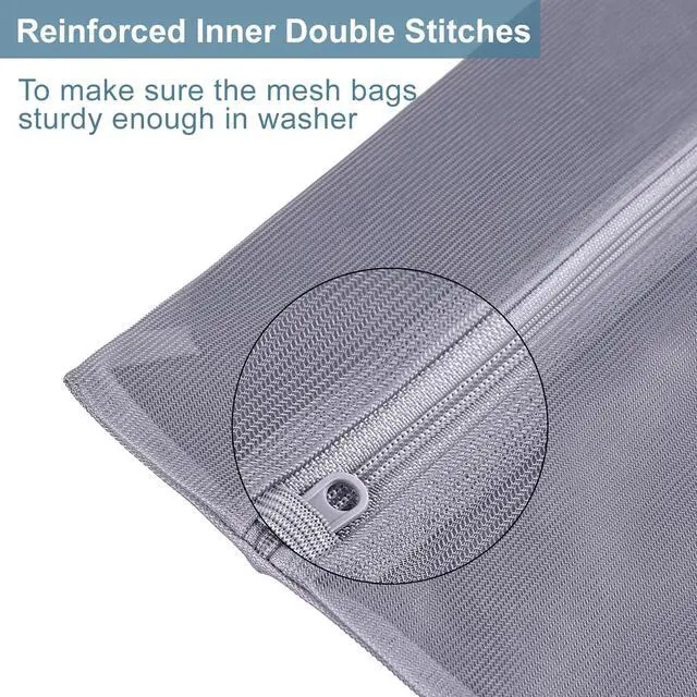 Alt view image 3 of 7 - 4 pack Mesh Laundry Bags,Mesh Wash Bags,Lingerie Bags for Washing Delicates,12 x 16 Inches lingerie bags for Laundry, Travel Storage Organize Bag for Cotton Clothes,Sheet, Shoes(GREY)