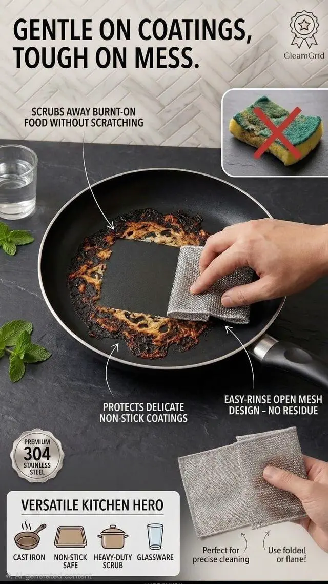 Alt view image 4 of 6 - 12 Piece Upgraded 2 Layer Metal Dish Cloth Set, Non Scratch Odor Free Wire Dishwashing Rags, Reusable Kitchen Cleaning Cloths for Wet and Dry Use on Dishes, Sinks and Stovetops