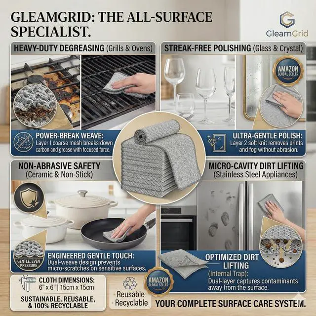 Alt view image 2 of 6 - 12 Piece Upgraded 2 Layer Metal Dish Cloth Set, Non Scratch Odor Free Wire Dishwashing Rags, Reusable Kitchen Cleaning Cloths for Wet and Dry Use on Dishes, Sinks and Stovetops