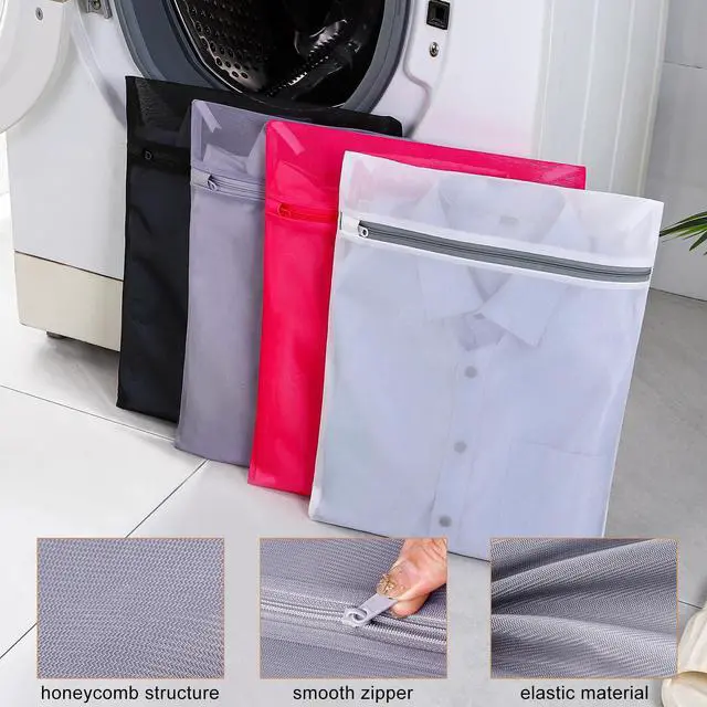 Alt view image 7 of 7 - 4 pack Mesh Laundry Bags,Mesh Wash Bags,Lingerie Bags for Washing Delicates,12 x 16 Inches lingerie bags for Laundry, Travel Storage Organize Bag for Cotton Clothes,Sheet, Shoes(GREY)