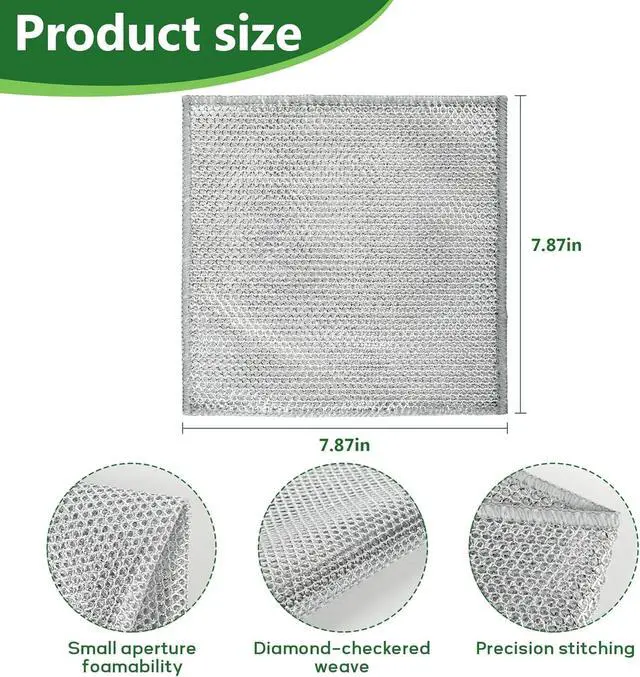 Alt view image 2 of 6 - 12PCS Double-Layer Wire Dishcloth, Non-Scratch Wire Dishwashing Rags, Multipurpose Wire Cleaning Cloths for Home/Kitchen(7.87''x7.87'')