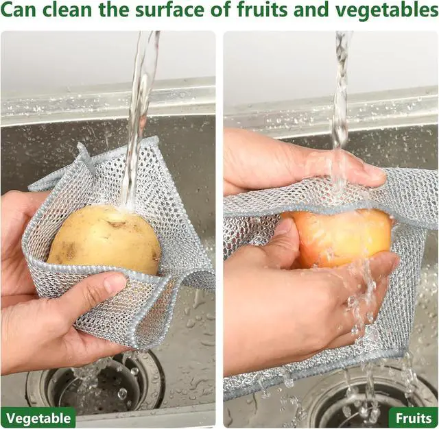 Alt view image 3 of 6 - 12PCS Double-Layer Wire Dishcloth, Non-Scratch Wire Dishwashing Rags, Multipurpose Wire Cleaning Cloths for Home/Kitchen(7.87''x7.87'')