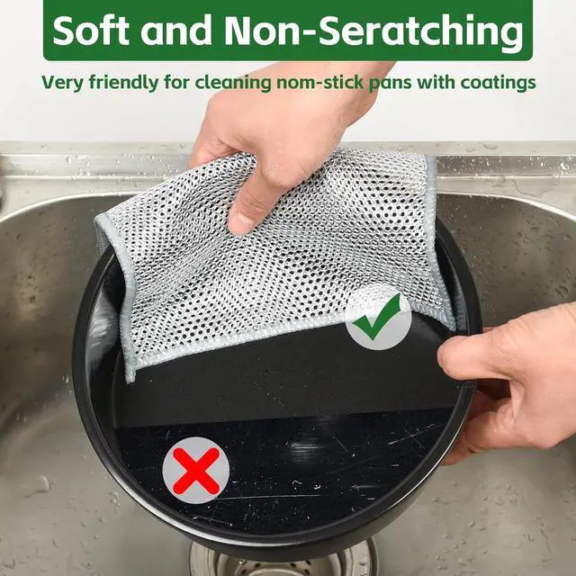 Alt view image 6 of 6 - 12PCS Double-Layer Wire Dishcloth, Non-Scratch Wire Dishwashing Rags, Multipurpose Wire Cleaning Cloths for Home/Kitchen(7.87''x7.87'')