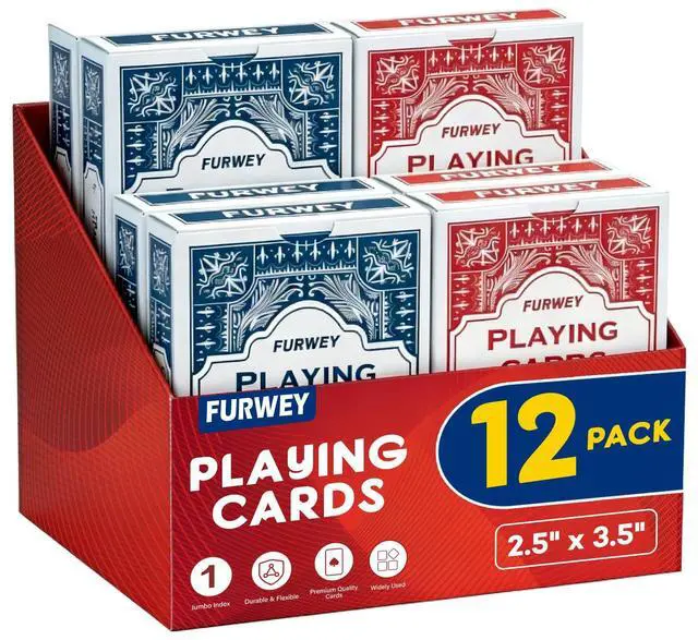 Main image of Playing Cards 12 Pack,Standard Index,Red and Blue Backs,Large Digital Printing is Easy to Read,BlackjackEuchre, Canasta Card Game, Poker CardsRed/Blue