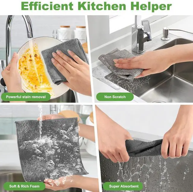 Alt view image 4 of 7 - Non Scratch Wire Dishcloth, Metal Cleaning Cloths for Kitchen Dishes Rag | Kitchen Cleaning Cloths,Dish Cloths for Washing Dishes,Reusable Diamond Weave Steel Wool Scrubber Cloth