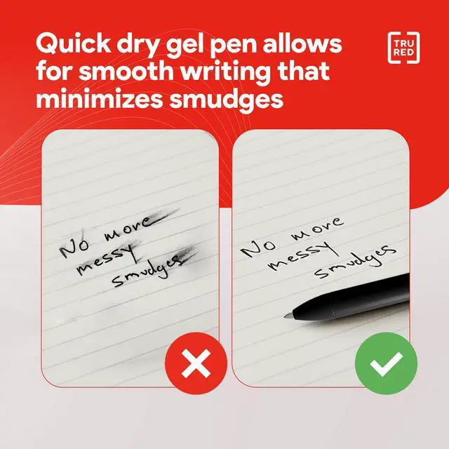 Alt view image 5 of 7 - Retractable Gel Pens, Medium Point 0.7mm, Black Ink, 12 Pack QuickDry Pens for NoSmear Notes & Office Writing