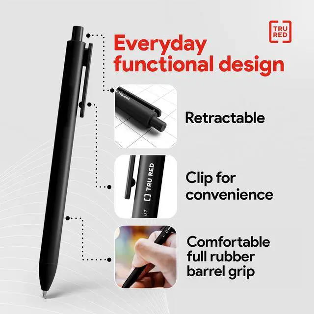 Alt view image 6 of 7 - Retractable Gel Pens, Medium Point 0.7mm, Black Ink, 12 Pack QuickDry Pens for NoSmear Notes & Office Writing