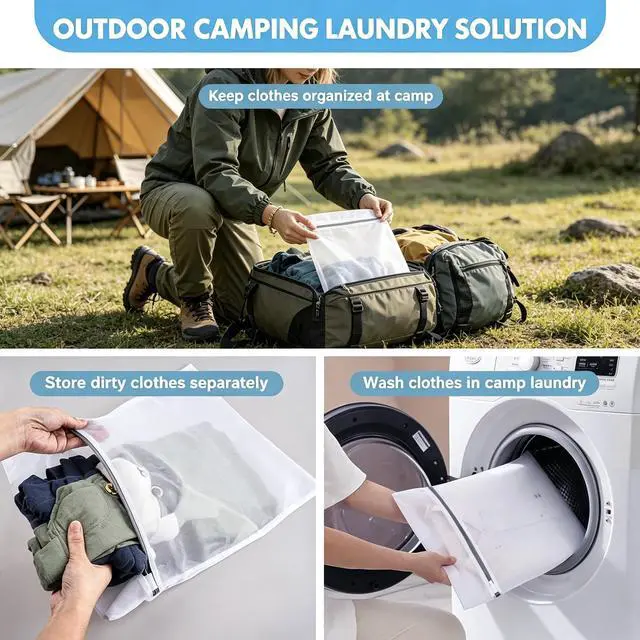 Alt view image 4 of 7 - Laundry Bag Mesh Laundry Bags, Reusable Fine Mesh Washing Bag for Delicates Lingerie Bra Socks Clothes, Durable Zipper Wash Bags 3Pcs (Small, Medium, Large) for Home Travel Laundry Machine Use