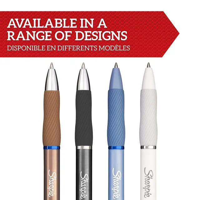 Alt view image 6 of 7 - S-Gel | Gel Pens | Medium Point (0.7mm) | Frost Blue & White Pearl Barrels | Black & Blue Ink | 4 Count