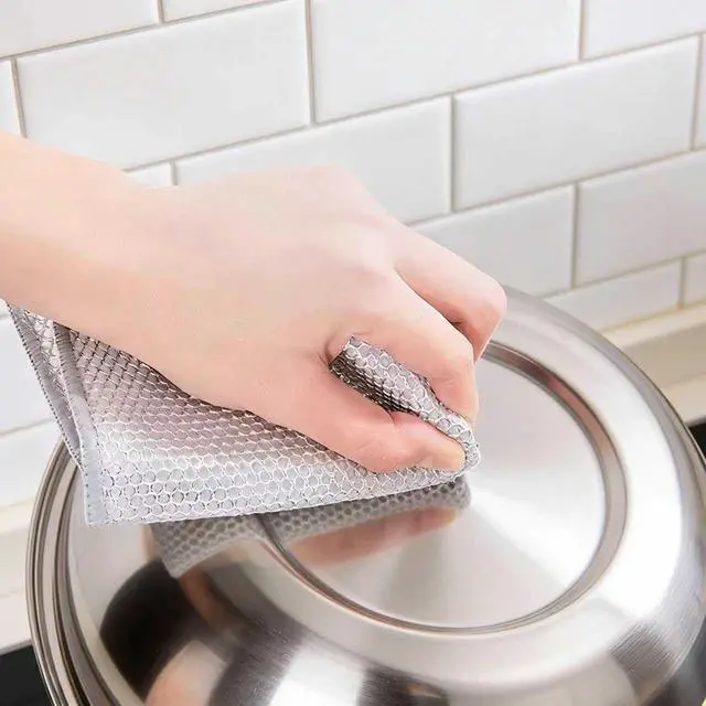 Alt view image 4 of 7 - Steel Wire Dishcloths,Double-Layer Non-Scratch Steel Wire Cleaning Cloth for Cookware,Sinks,Stove Tops, Dishes (10PCS)