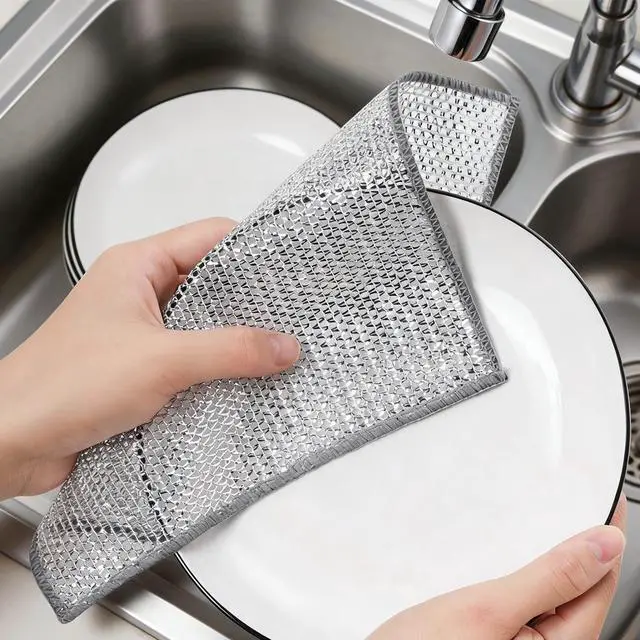 Alt view image 2 of 7 - Steel Wire Dishcloths,Double-Layer Non-Scratch Steel Wire Cleaning Cloth for Cookware,Sinks,Stove Tops, Dishes (10PCS)