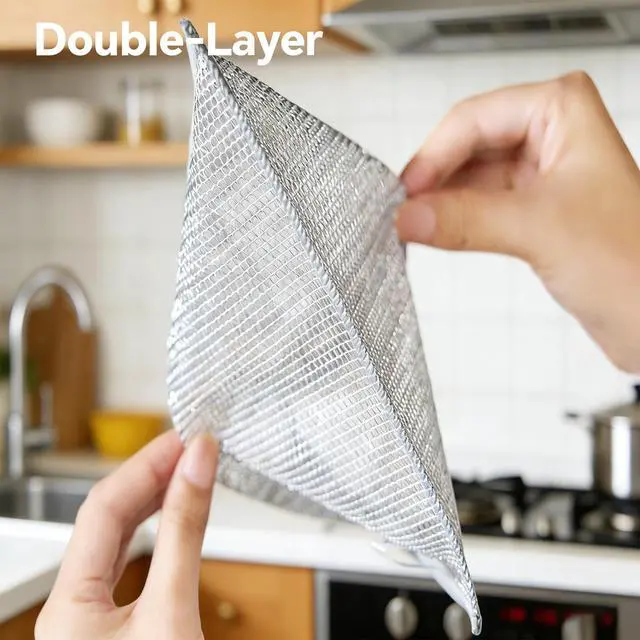 Alt view image 3 of 7 - Steel Wire Dishcloths,Double-Layer Non-Scratch Steel Wire Cleaning Cloth for Cookware,Sinks,Stove Tops, Dishes (10PCS)