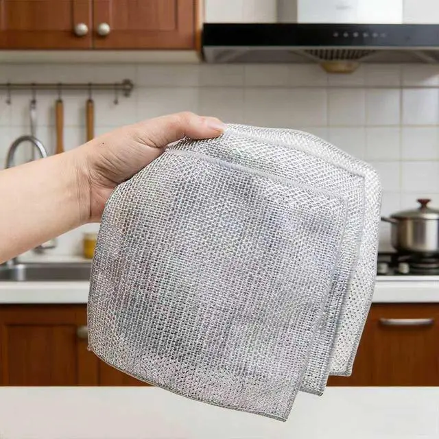 Alt view image 7 of 7 - Steel Wire Dishcloths,Double-Layer Non-Scratch Steel Wire Cleaning Cloth for Cookware,Sinks,Stove Tops, Dishes (10PCS)