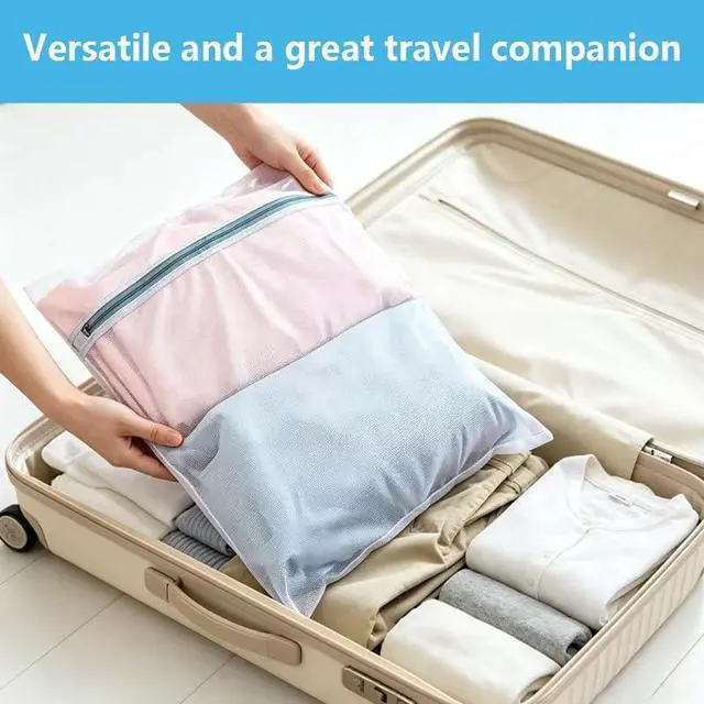 Alt view image 6 of 6 - 4 Pack Mesh Laundry Bags for Delicates, Medium (12"x16") Wash Bags for Laundry, Durable Honeycomb Mesh Laundry Wash Bag with Auto-Lock Zipper for Lingerie, Blouses, Hosiery, and Daily Clothes
