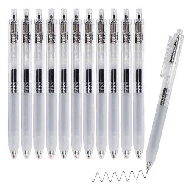 Main image of Quiet Clicker Gel Ink Pens, Medium Point (0.7mm), Black Ink, 12 Count - Home, Office, School, Journaling, Writing, Note-Taking, Teacher Supplies