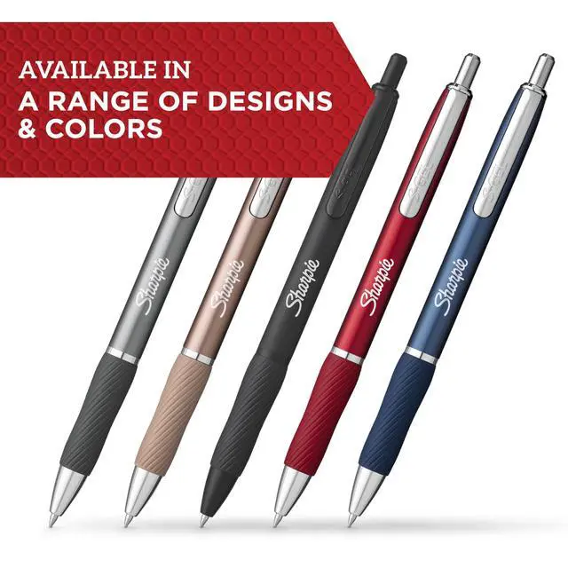 Alt view image 2 of 7 - S-Gel, Gel Pens, Sleek Metal Barrel, Matte Black, Medium Point (0.7mm), Black Ink, 4 Count