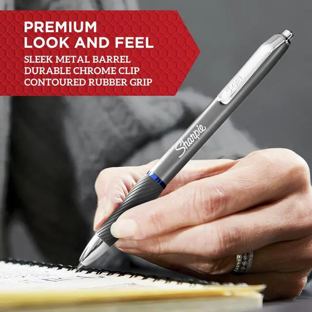 Alt view image 5 of 7 - S-Gel, Gel Pens, Sleek Metal Barrel, Matte Black, Medium Point (0.7mm), Black Ink, 4 Count