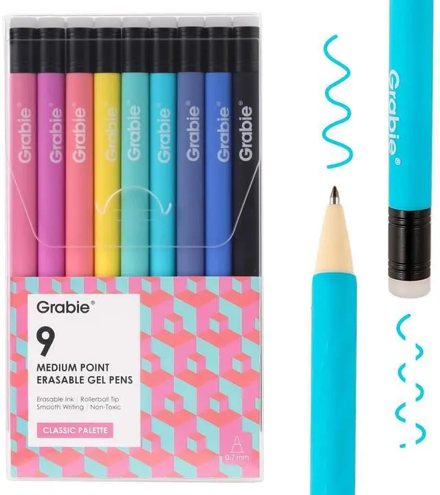 Main image of Erasable Gel Pens, Medium Point 0.7 mm Erasable Pens, Make Mistakes Disappear for Drawing Writing Planner, Pack of 9 Assorted Colors