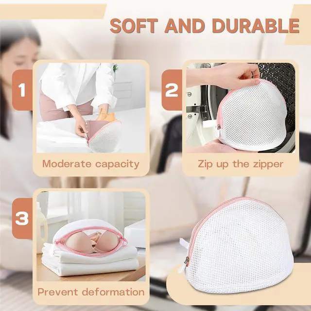 Alt view image 4 of 7 - 3PCS Bra Washing Bag,Bra Bag for Washing Machine,Mesh Wash Bag for Bras with Zipper,Large Laundry Bag for Bras Women Lingerie