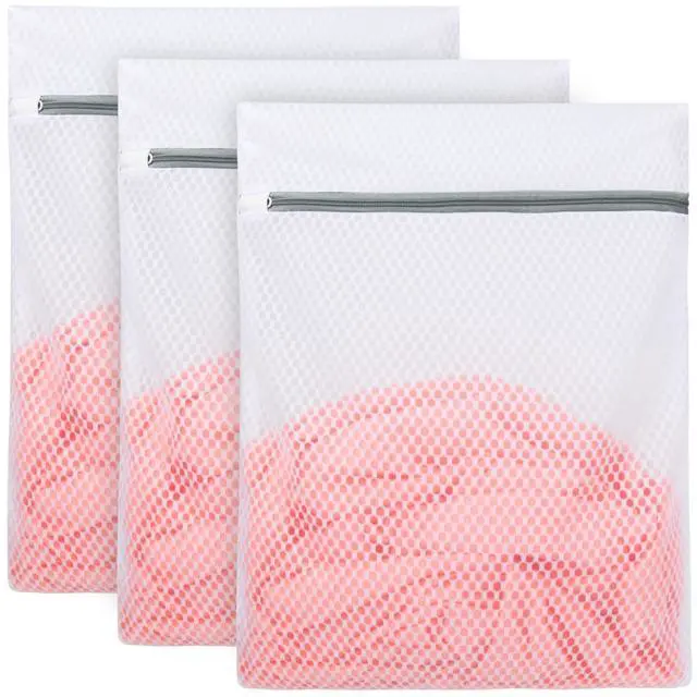Main image of 3Pcs Mesh Laundry Bags for Delicates, Honeycomb Mesh Wash Bags with Zipper for Washing Machine, Shoes, Lingerie, Socks and Stuffed Toys (Medium, 12.5 x 16Inches)