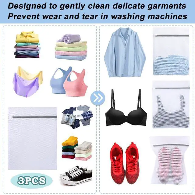 Alt view image 2 of 7 - 3Pcs Mesh Laundry Bags for Delicates, Honeycomb Mesh Wash Bags with Zipper for Washing Machine, Shoes, Lingerie, Socks and Stuffed Toys (Medium, 12.5 x 16Inches)