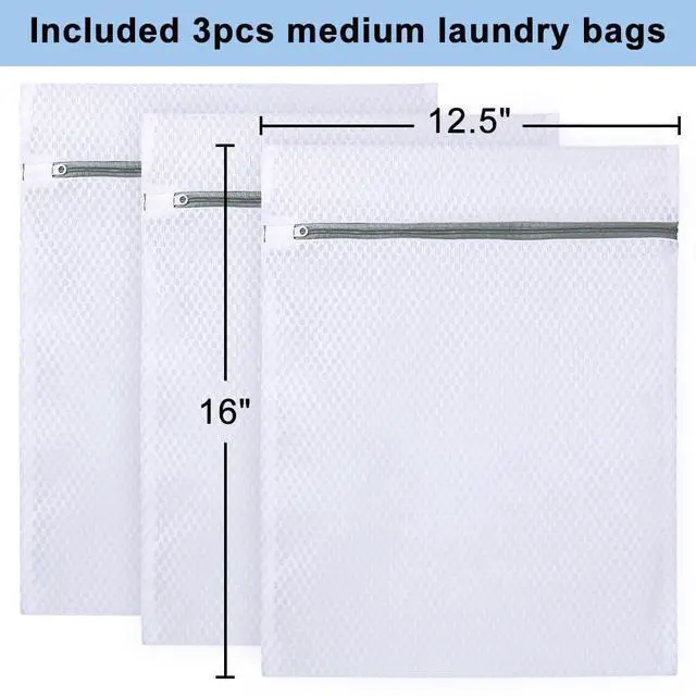 Alt view image 4 of 7 - 3Pcs Mesh Laundry Bags for Delicates, Honeycomb Mesh Wash Bags with Zipper for Washing Machine, Shoes, Lingerie, Socks and Stuffed Toys (Medium, 12.5 x 16Inches)