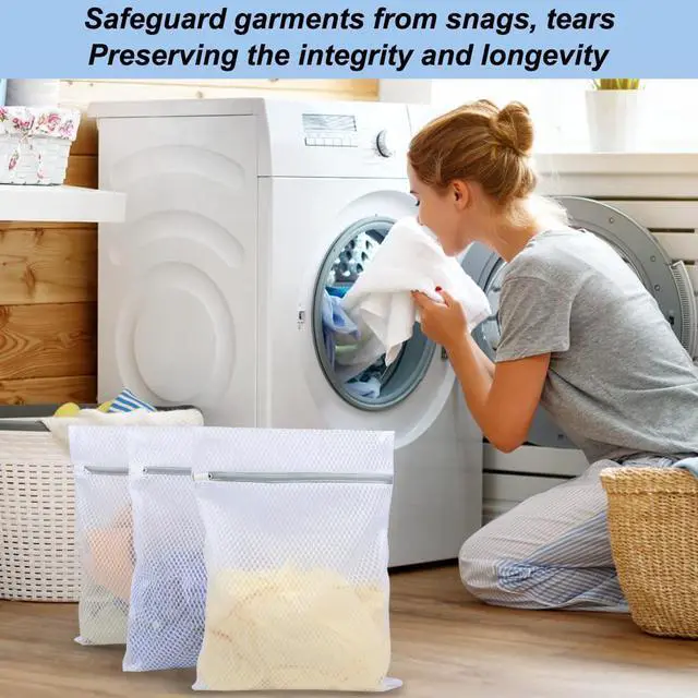 Alt view image 7 of 7 - 3Pcs Mesh Laundry Bags for Delicates, Honeycomb Mesh Wash Bags with Zipper for Washing Machine, Shoes, Lingerie, Socks and Stuffed Toys (Medium, 12.5 x 16Inches)