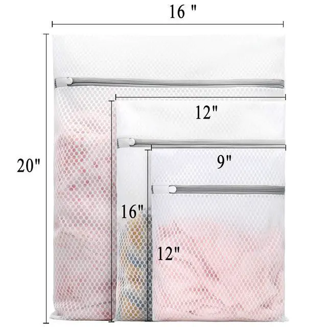 Alt view image 5 of 6 - 3Pcs Durable Honeycomb Mesh Laundry Bags for Delicates