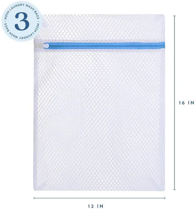 Alt view image 2 of 7 - Mesh Laundry Bags, 3 Pack Medium (12 x 16"), Ultra Durable Honeycomb Mesh Bags With Anti-Rust Zipper for Washing Delicates & Protect Clothes, Laundry Room Organization Essentials