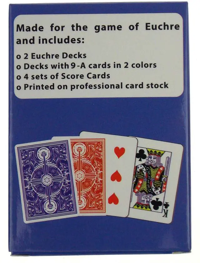 Alt view image 4 of 7 - Euchre Card Game Set | 4 Pre-Stripped Decks (9-Ace) with Blank Counter Cards | 2 Red & 2 Blue Decks | Classic Euchre Playing Cards - Improved Durability