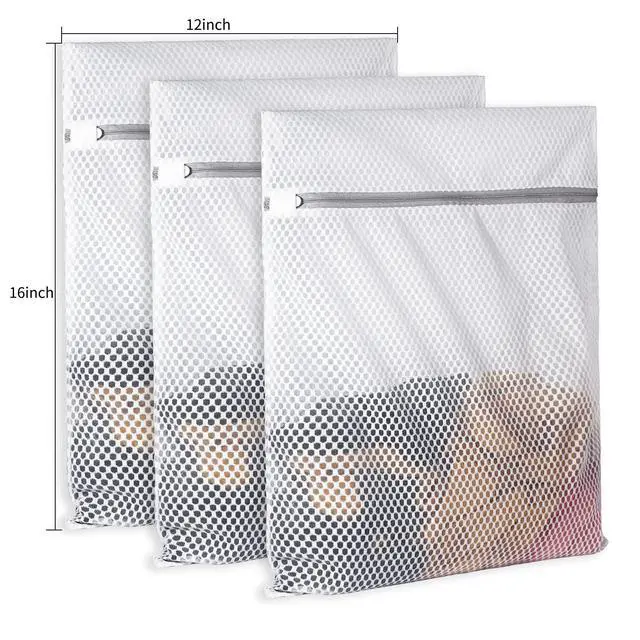 Alt view image 2 of 7 - 3Pcs Durable Honeycomb Mesh Laundry Bags for Delicates 125gsm Net Fabric Durable and Reusable Delicate Wash Bag,Organization Bag for Lingerie,Sock,12 x 16 Inches(3 Medium)