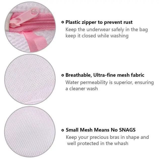 Alt view image 3 of 7 - Mesh Laundry Bags, 3PCS Bra Laundry Bags with Zips, Bra Wash Bags Mesh Wash Bags, Reuse Washing Machine Bag for Delicates, Blouse, Hosiery, Underwear, Lingerie, Baby Clothes