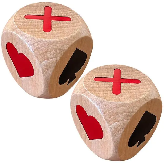 Main image of 2IN Large Euchre Cube, 2pcs Wooden Euchre Trump Marker Dice, Great Gift Trump Indicator for Euchre/Pinochle/Bridge Playing Cards Games