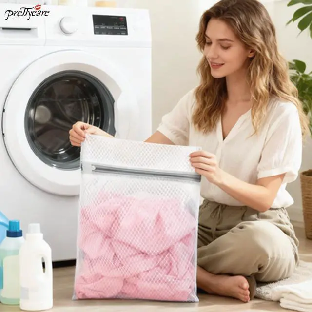 Alt view image 2 of 7 - 3 Medium (12 x 16 in) Mesh Laundry Bags for Delicates, Durable Honeycomb Wash Bags with Premium Zippers - Laundry Essentials Mesh Bags for Lingerie, Bras, Socks, Sweater, Travel & Organize